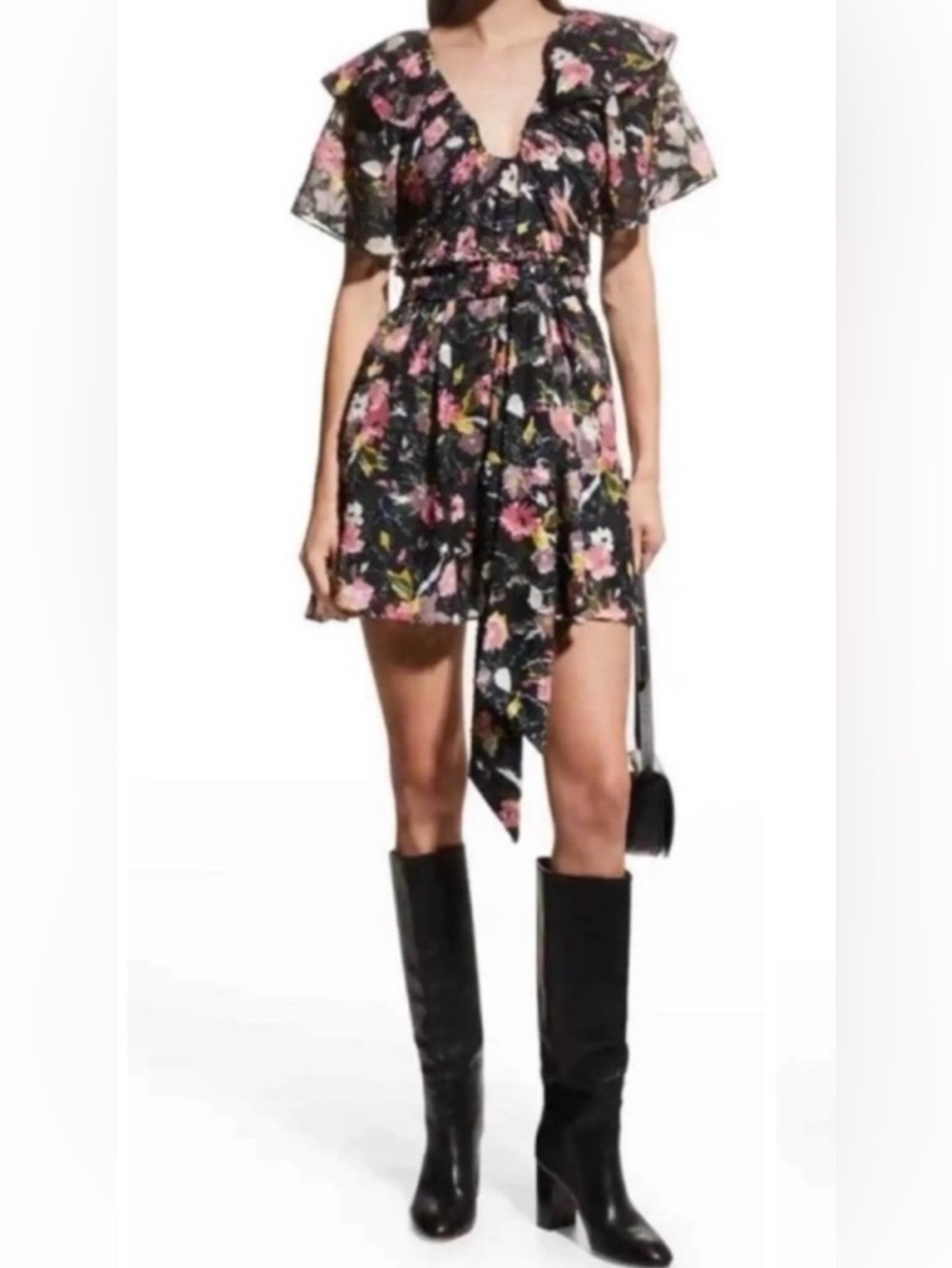 NWT TANYA‎ TAYLOR | Mara Floral Print Flutter Sleeve Mini Dress Sz. 6 New!